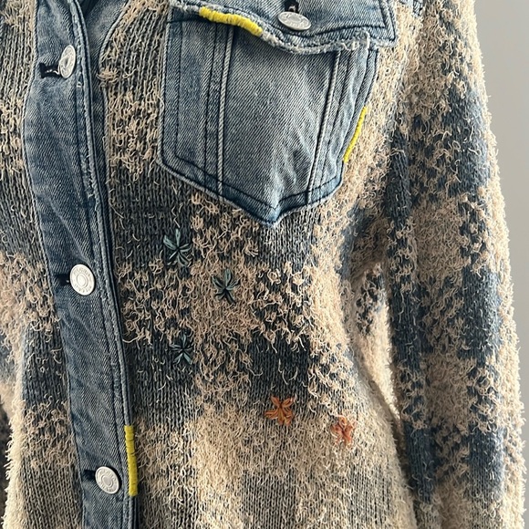 Pilcro bohemian/vintage style denim-knit jacket small - Picture 4 of 15